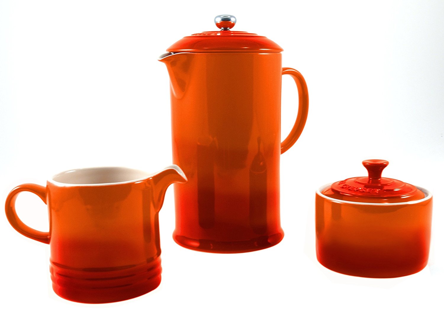 Le Creuset Flame Stoneware French Press Coffee Maker With Matching ...