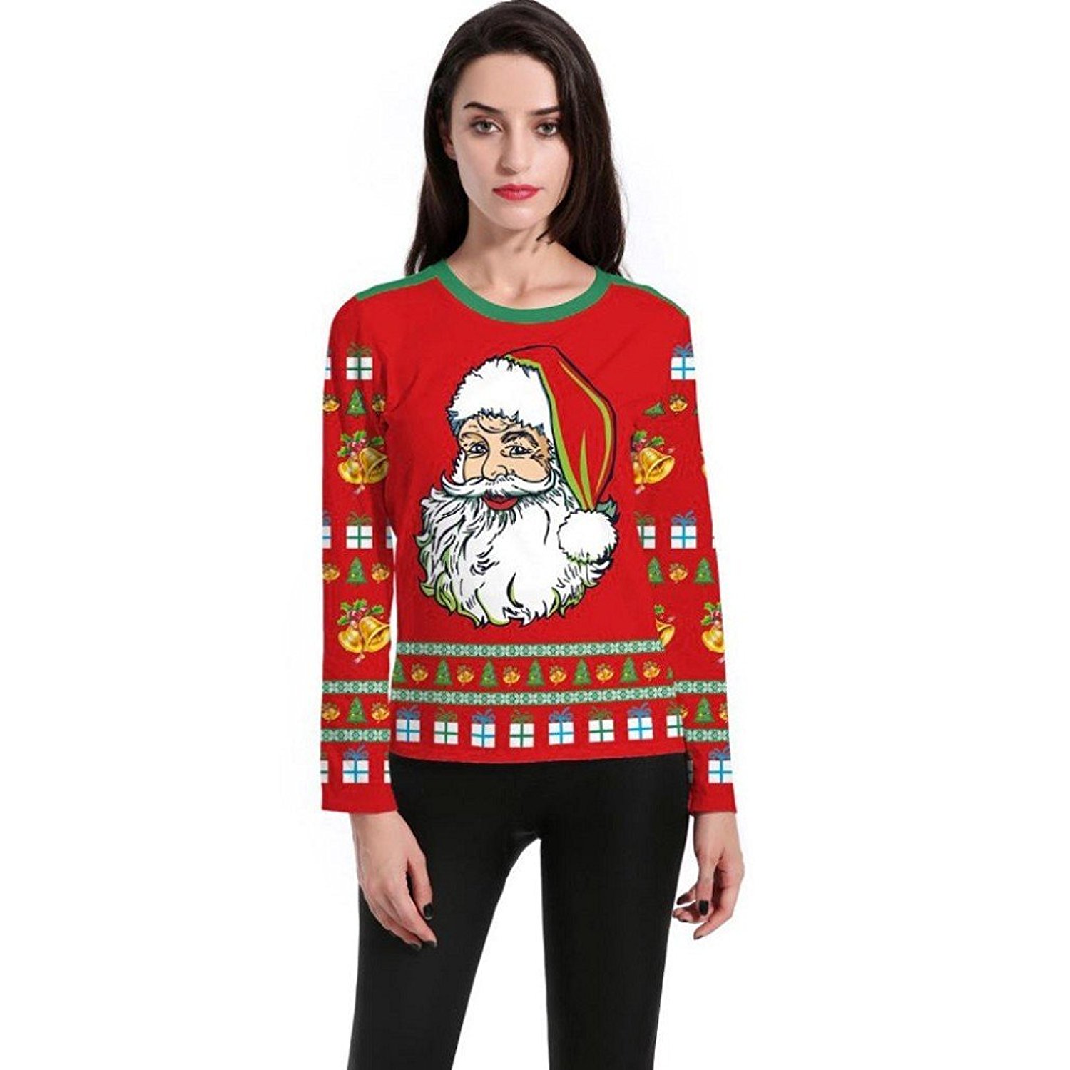 Sweatshirt,Morecome Women Long Sleeve Pullover Sweatshirt Santa Claus ...