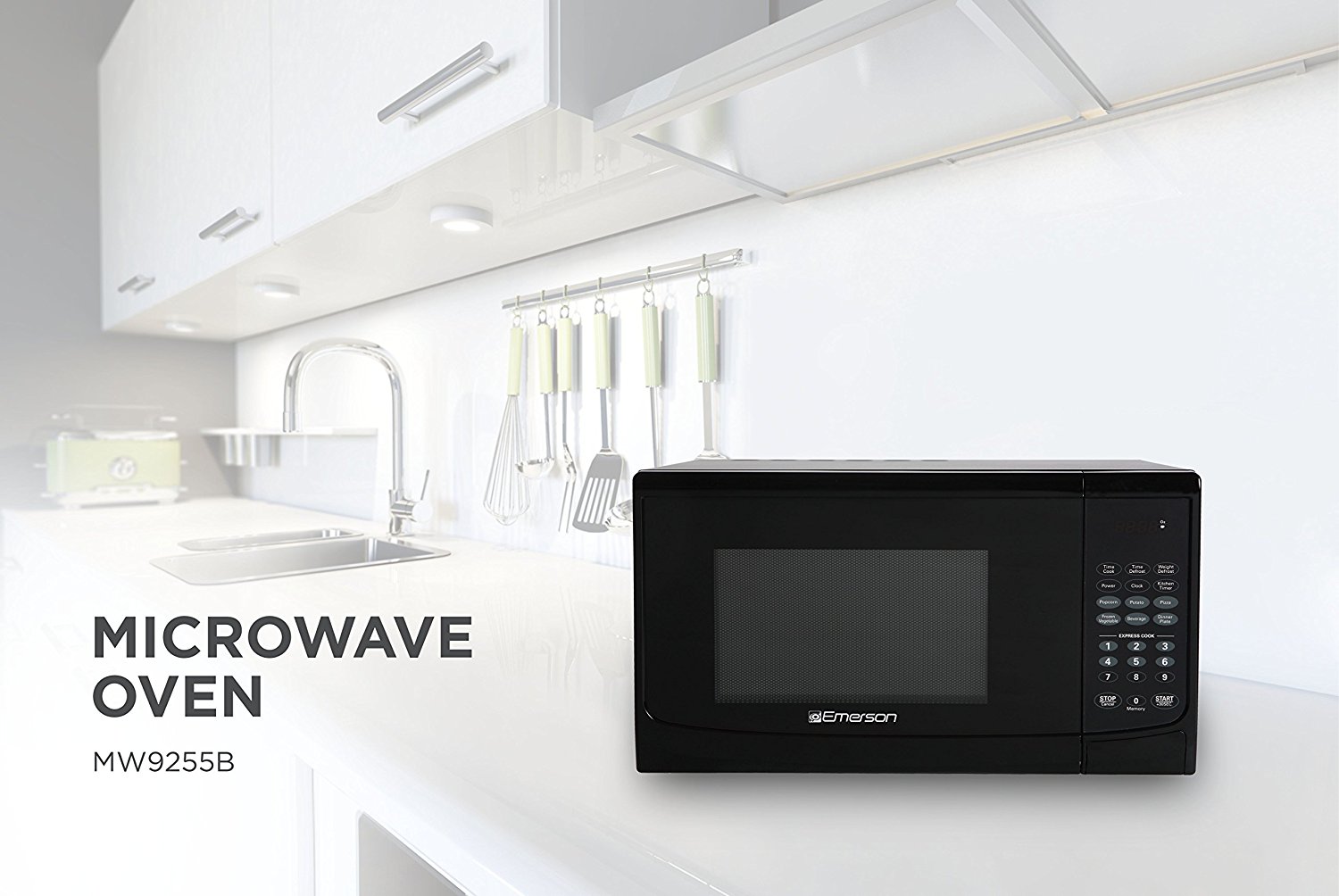 Emerson MW9255B, 0.9 CU. FT. 900 Watt, Touch Control, Black Microwave