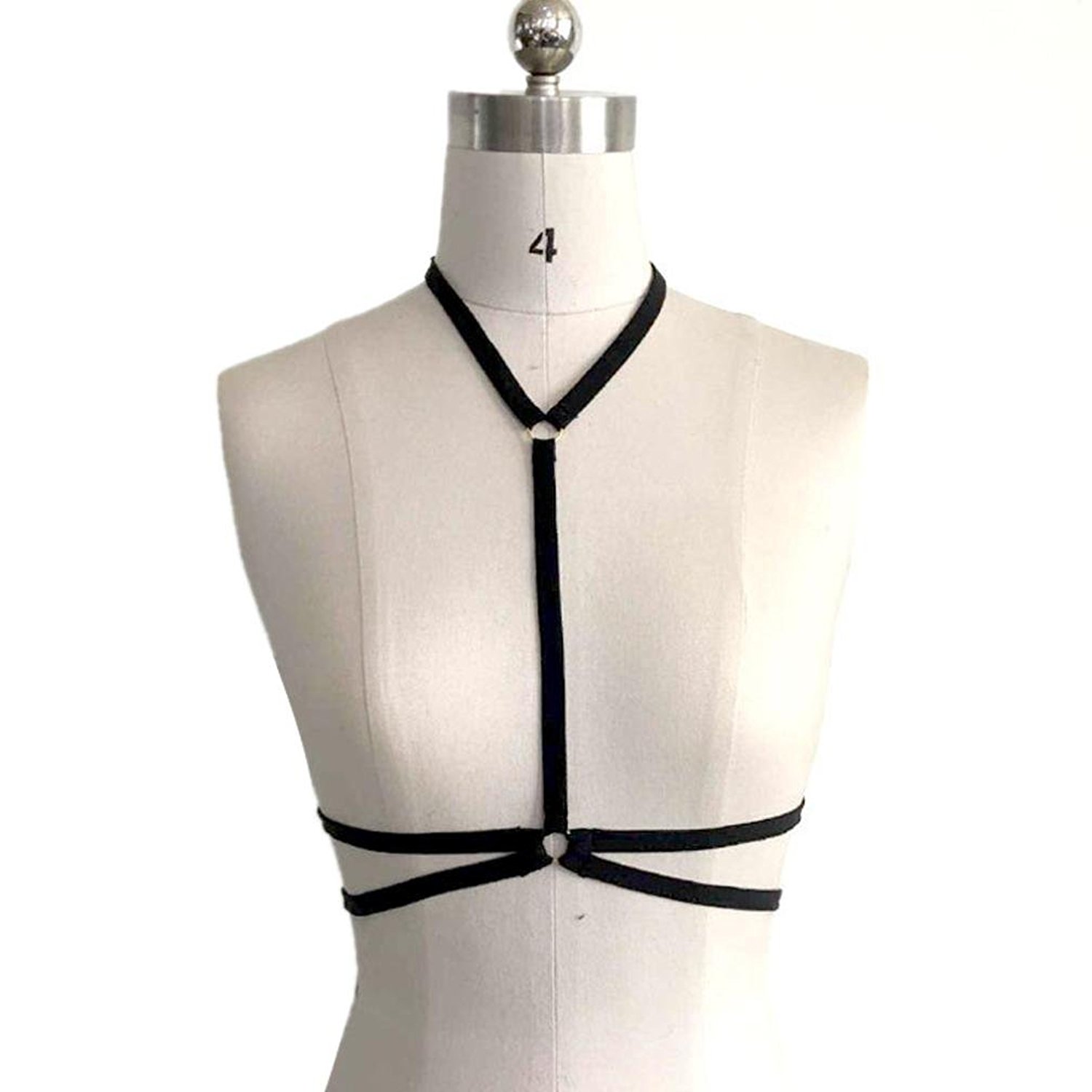 MSJUHEG Underwear Women Womens Women Hollow Out Elastic Cage Bra Bandage Strappy Halter Bra Bustier Top Plus Size Lingerie Black Xl