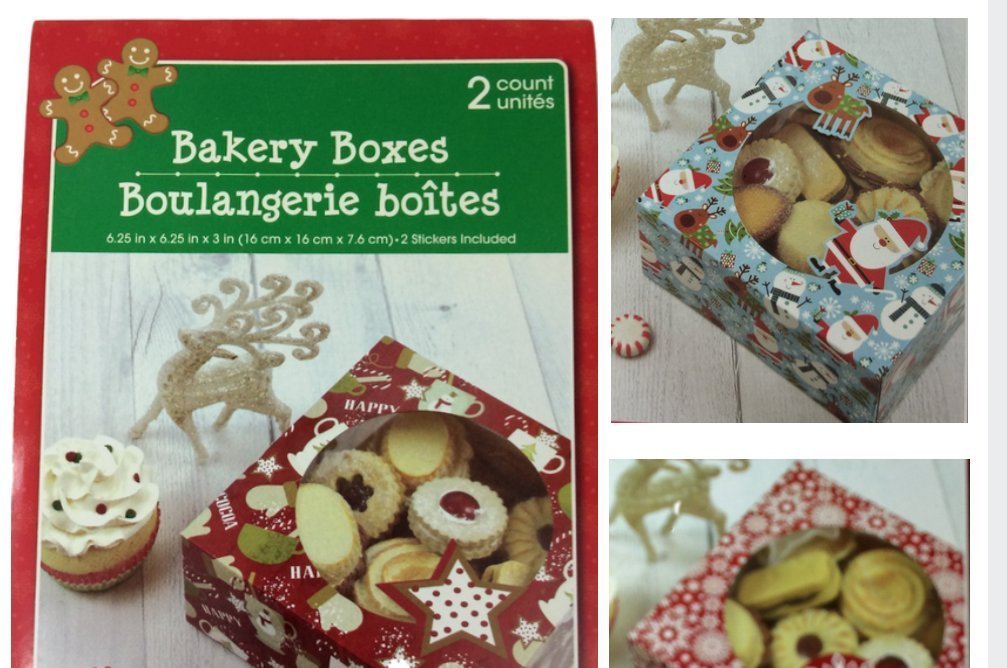 Christmas Baked Goods Gift Boxes 3 Pack (6 Square Boxes) free image