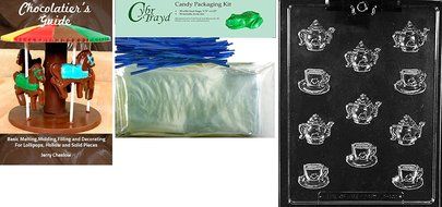 Cybrtrayd D100 Bite Size Tea Pots and Bite Size Demi Tasse Cup Chocolate Candy Mold with Exclusive Cybrtrayd Copyrighted... N2