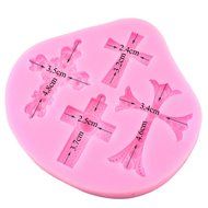 Mujiang 4-Capacity Cross Silicone Clay Fimo Sugarcraft Candy Fondant Molds N6