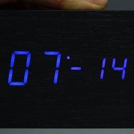 Aosis Blue LED Wooden Alarm Clock Time Temperature Week Calendar Display for Home Office