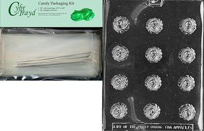 Cybrtrayd Mdk25S-AO095 Swirl Bon-Bon All Occasions Chocolate Candy Mold with Packaging Bundle of 25 Cello Bags...