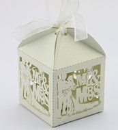60PCs Wedding Favor Box Love Bird Candy Bag Chocolate Gift Box Bridal Baby Shower Cubic (Style #1 (2&quot; x 2&quot;))