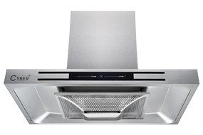 CYBER Modern Rectangle Wall Mount Seamless Range Hood 36" Steel Black Touch Panel 700CFM N2