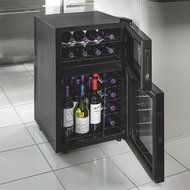 Wine Enthusiast 272 03 24 05 Silent 24 Bottle Dual Zone Touchscreen Wine Cooler, Black N3