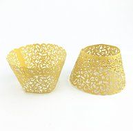 Yansanido 12 set pink Filigree Artistic Bake Little Vine Lace Laser Cut Cupcake Wrapper Cup Muffin Case Trays... N36