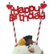Hangnuo 1 Set DIY Cake Toppers Flags Banner Birthday Cake Flags Decoration N4