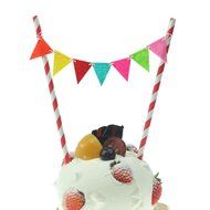 Hangnuo 1 Set DIY Cake Toppers Flags Banner Birthday Cake Flags Decoration N5