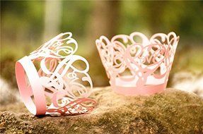 Joinwin Newly Design 48pcs Pink Laser Cut Cupcake Wrappers Wraps Wedding Supplies Accessories Laser Cut Cupcake... N5