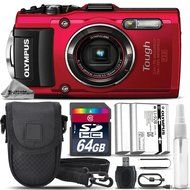Olympus Stylus TOUGH TG-4 Digital Camera (Red) + 64GB Class 10 Memory Card+ Replacement Battery for Olympus LI...