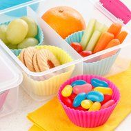 KitchenMooN Premium Silicone Cupcake Liner/Muffin Cup - Set of 12 Silicone Baking Cup - Six Colors N5