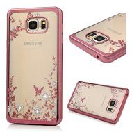 Note 5 Case,Samsung Galaxy Note 5 Case - Badalink Clear Soft TPU Case with Bling Shiny Diamonds Elegant Pink Flowers... N32