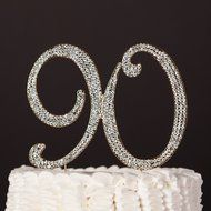 90 Cake Topper for 90th Birthday Rhinestone Number Party Supplies &amp; Decoration Ideas (Gold) N2
