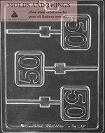 Number 50th Square Lolly Chocolate Candy Mold With &copy; Candy Making Instruction - set of 2