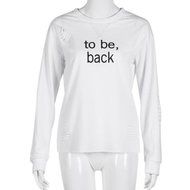 Women&#039;s Blouse,Laimeng Cotton Letters Printed Round Neck Hedging Blouse (XS, White) N2
