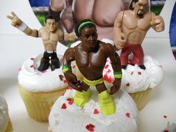 WWE 13 Piece Wrestler Rumblers Wrestling Birthday CUPCAKE Cake Topper Set Featuring 10 RANDOM WWE Rumbler Figures...