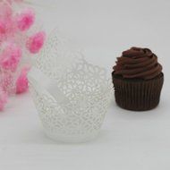 25 PCS Cake cups,Morecome Lace Laser Cut Cupcake Wrapper Liner Baking Cup Muffin (Purple) N2