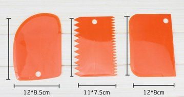 Cake Scraper 3pcs/set, KOOTIPS Smoother Comb Set Cake Edge Side Decorating Tools Scraper (Blue 3pcs set)