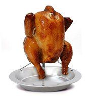 BonAchat 17CM*19CM Nonstick Vertical Poultry Roaster? Chicken holder with Sauce Plate in Carbon Steel For BBQ N3