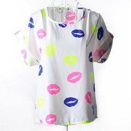 Phoneix Womens Printed Blouses Chiffon T-Shirts causal Tops for girl N8