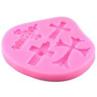 Mujiang 4-Capacity Cross Silicone Clay Fimo Sugarcraft Candy Fondant Molds N9