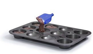 Mrs. Fields Bakeware Bake N Stuff Cupcake Pan Makes 6 Candy Filled Cupcakes, Black N6