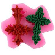 Mujiang 4-Capacity Cross Silicone Clay Fimo Sugarcraft Candy Fondant Molds N12