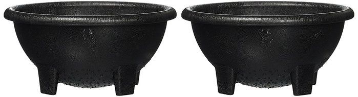 2 Pack Black Plastic Earthenware Salsa Bowls - 10 oz N2