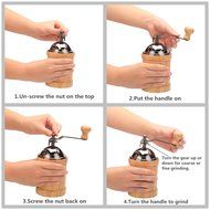 3E Home 23-2400 Hand Crank Manual Canister Stainless Steel Burr Coffee Grinder Mill,Stainless Steel Top and Solid... N4