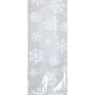 Amscan 25 Count 9-1/2&quot; by 4 by 2-1/4&quot; Cello Festive Snowflakes Party Bags, Small, Clear/White