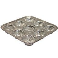12 Mini Cavity Compartment Muffin Aluminum Foil Disposable Recyclable Pan-6 Pack (12 Cavity Compartmen) N3