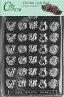 Cybrtrayd A076 Animal Faces Chocolate Candy Mold with Exclusive Cybrtrayd Copyrighted Chocolate Molding Instructions