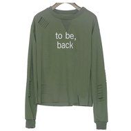 Women&#039;s Blouse,Laimeng Cotton Letters Printed Round Neck Hedging Blouse (XS, White) N12