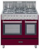 Verona VEFSGG365DBU 36&quot; Burgundy Gas Sealed Burner Double Oven Range - Convection