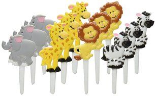 Oasis Supply Cupcake/Cake Decorating Zoo Animal Puffy Picks, 2-1/2-Inch, Black, Set of 12