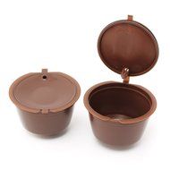 KINGSO 7pcs Reusable Coffee Capsules Cups Coffee Filters Cup Holder with Plastic Spoon for Dolce Gusto