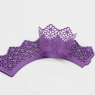 25 PCS Cake cups,Morecome Lace Laser Cut Cupcake Wrapper Liner Baking Cup Muffin (Purple) N4