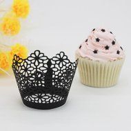 25 PCS Cake cups,Morecome Lace Laser Cut Cupcake Wrapper Liner Baking Cup Muffin (Purple) N5