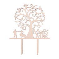 LOVENJOY Gift Box Pack Mr and Mrs Dancing Bride and Groom Tree Silhouette Rustic Wedding Cake Toppers Wood (5.7...