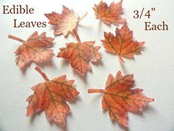 32 Fall Maple Leaf Decorative Wafer Paper Leaves&copy; Very Small 0.75&quot; Size Cake Decorations Cupcake Toppers