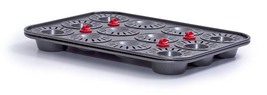 Mrs. Fields Bakeware Bake N Stuff Cupcake Pan Makes 6 Candy Filled Cupcakes, Black N8