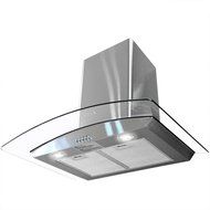 toyofmine Kitchen Stainless Steel 36" Glass Wall Mount Range Hood Stove Vents + 2x Filter N4