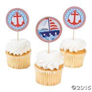 Nautical Sailor Theme Cupcake Picks - 25 ct