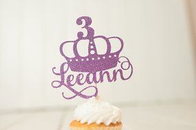 Princess Crown Birthday Cake Topper - Personalized N2