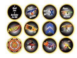 12 Nerf Edible Image Sheets Cupcake and Cookie Toppers (Prem Frosting)