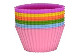 KitchenMooN Premium Silicone Cupcake Liner/Muffin Cup - Set of 12 Silicone Baking Cup - Six Colors N6