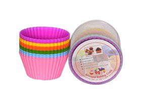 KitchenMooN Premium Silicone Cupcake Liner/Muffin Cup - Set of 12 Silicone Baking Cup - Six Colors N7